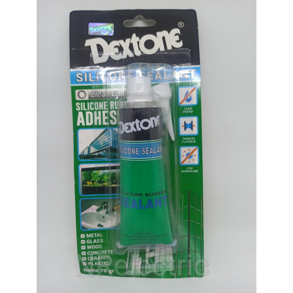 

Dextone Silicone Sealant 70gr/Lem Kaca Dextone 75gr warna Bening/Clear