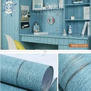 Wallpaper Sticker SERAT  KAYU  BIRU Stiker  Dinding Kamar 