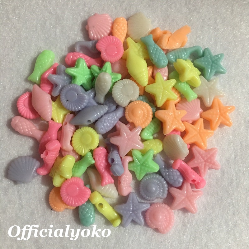 Manik Binatang Laut / Hewan Laut Warna Pastel Mix (15gram)