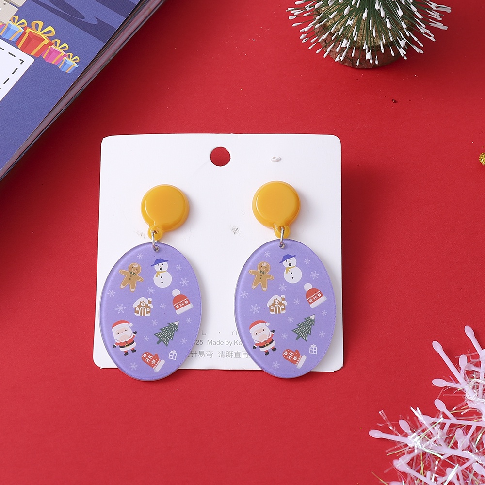 【COD Tangding】Anting Desain Sarung Tangan Rumah Jahe Manusia Salju Pohon Natal Bahan Akrilik Bening