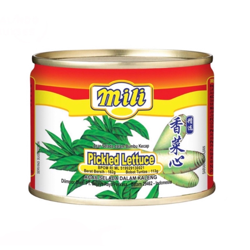 

Mili Pickled Lettuce 182gr/Mili/Acar Selada/Caysim Dalam Kaleng Pickled Lettuce