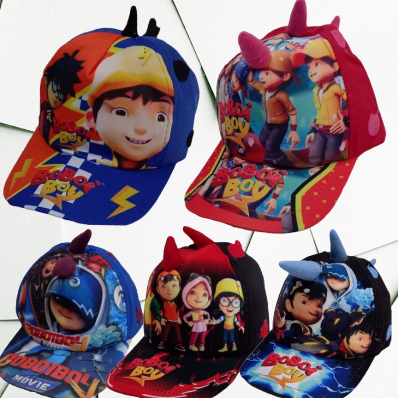 NEW Topi Anak Tanggung Boboiboy Tanduk/ Topi Boboiboy Print Tanduk