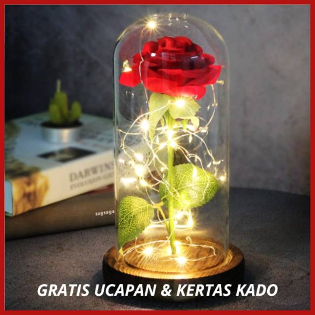 BERGARANSI Hadiah Lampu Mawar Abadi Beauty and the Beast ...