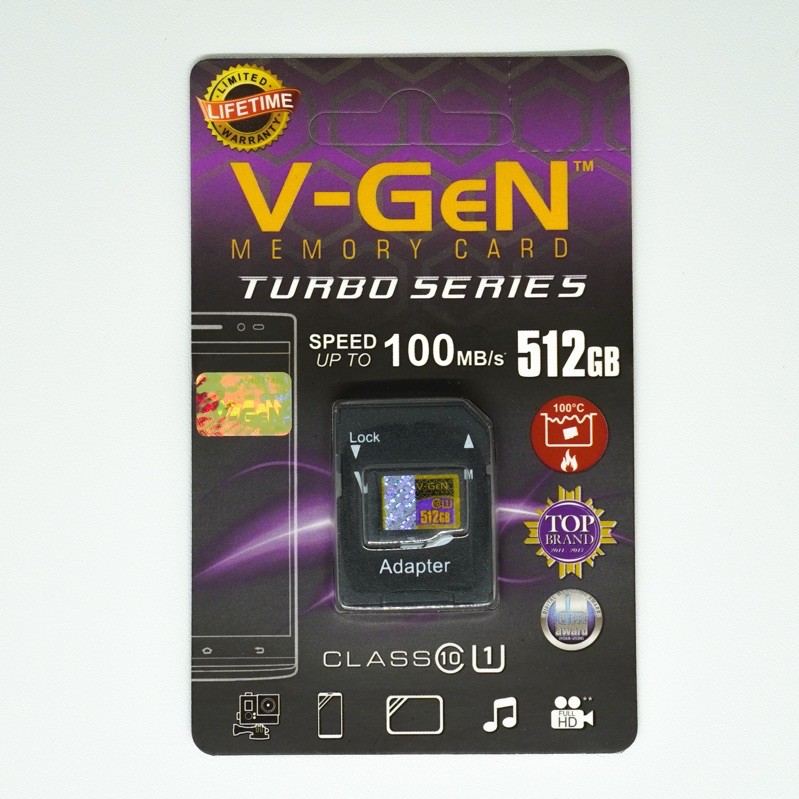 Micro SD 512GB A1 V-GeN Turbo Class 10 Memory Card MicroSD Vgen