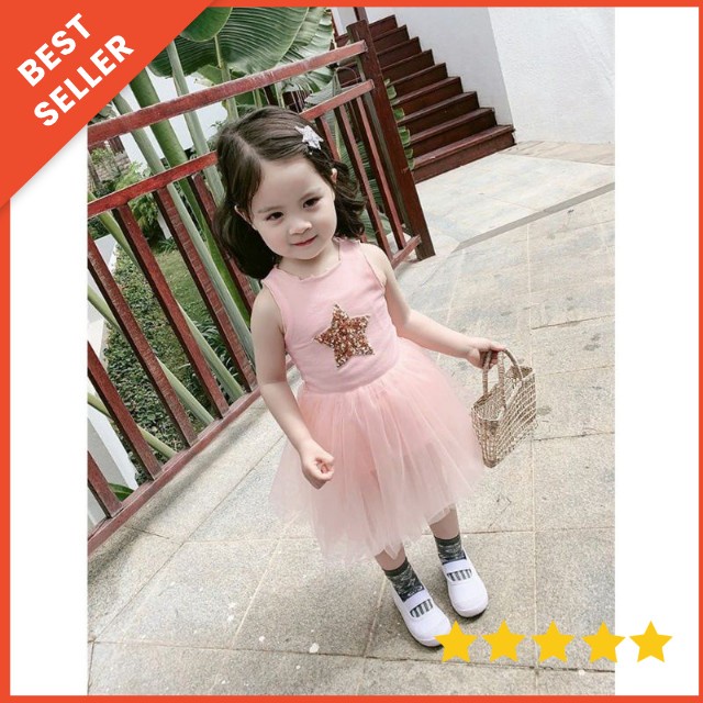 [2-3th] DRESS TUTU IMPORT DRESS TILE ANAK IMUT MOTIF TWINKLE STAR GAUN PESTA DRESS TUTU ANAK IMPORT