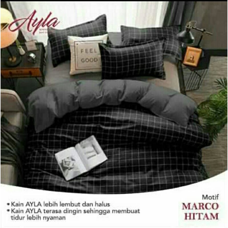 Sprei & Badcover katun lokal ESRA motif  MARCO ABU ABU DAN BIRU
