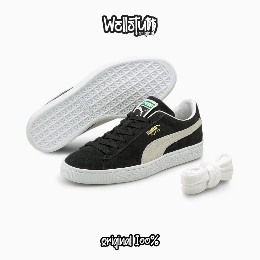 Sepatu Pria Puma Suede Classic Black White Original
