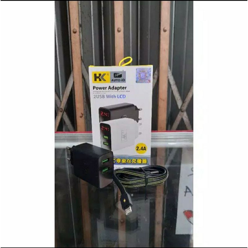 Charger HK D21 Micro Usb Auto ID Fast Charge 2 Usb + LCD Casan HK-D21 Micro Usb