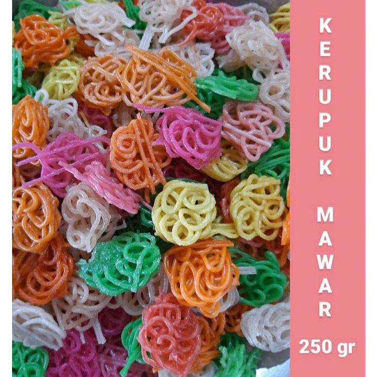 

Kerupuk Mawar Warna-Warni Mentah Cap Singa (250gr)