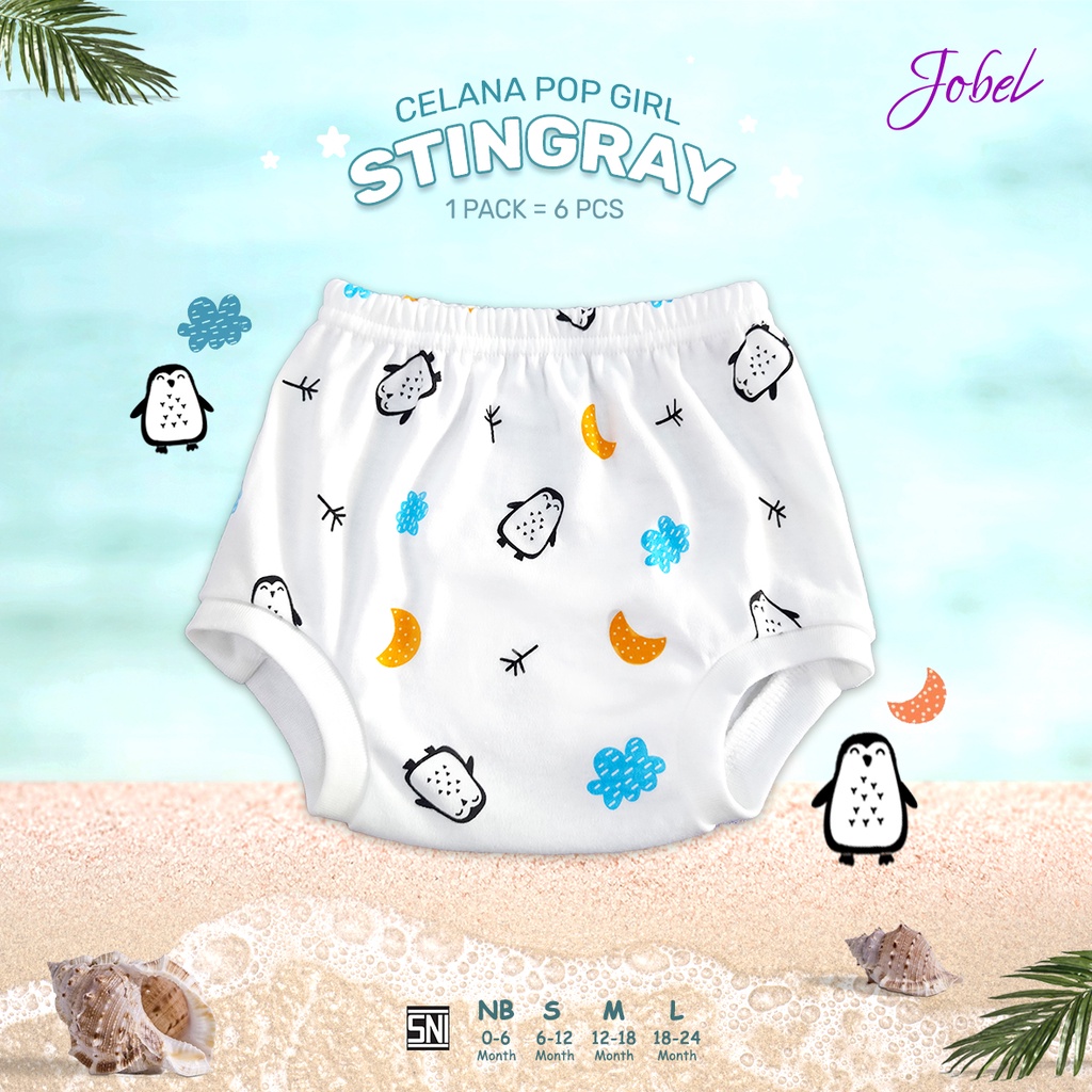 6 PCS Jobel x KAZEL  Celana Pop Girl Stingray / Summer Edition (0 sd 24 bulan) Celana Anak Pop Bayi