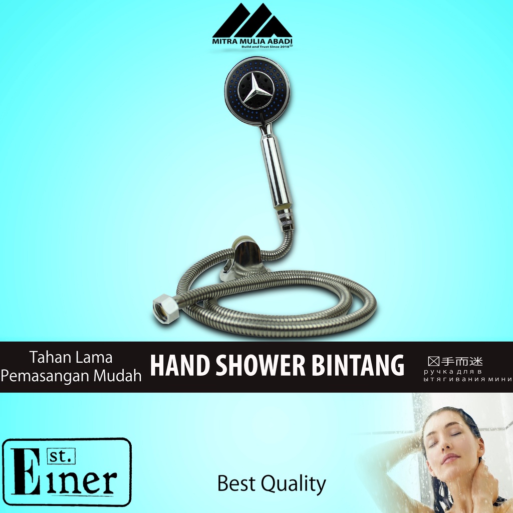 Hand Shower mandi / shower bulat Chroom Silver Bintang einer