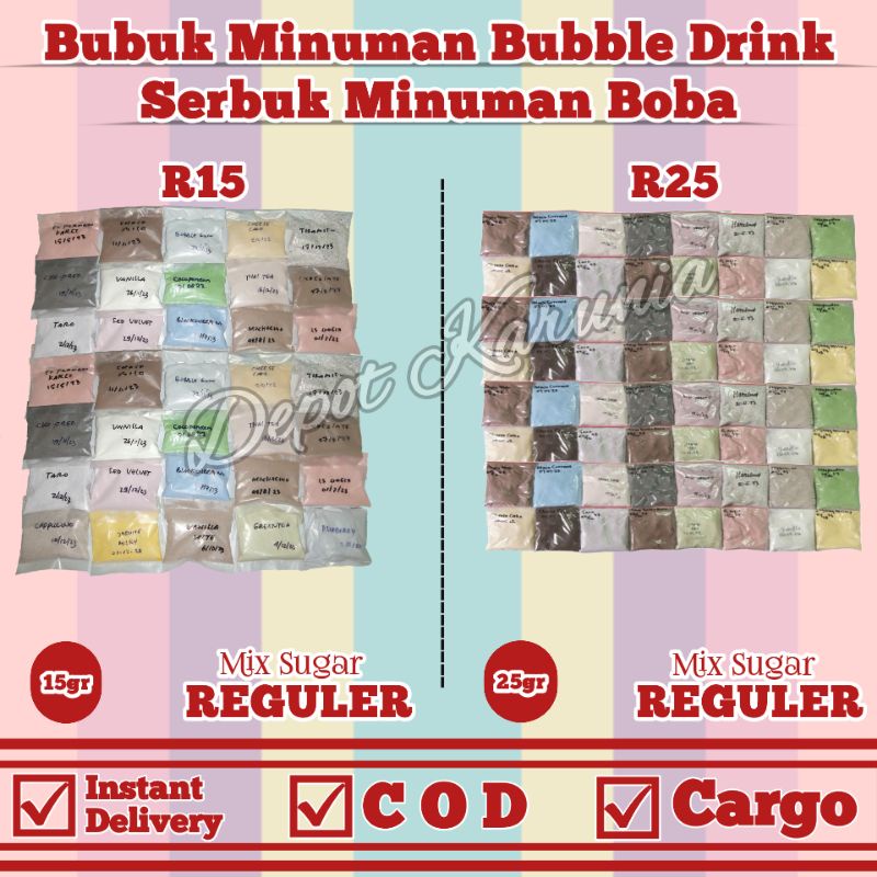 TERMURAH BUBUK MINUMAN RASA 25GR SERBUK MINUMAN KEKINIAN ANEKA MACAM RASA