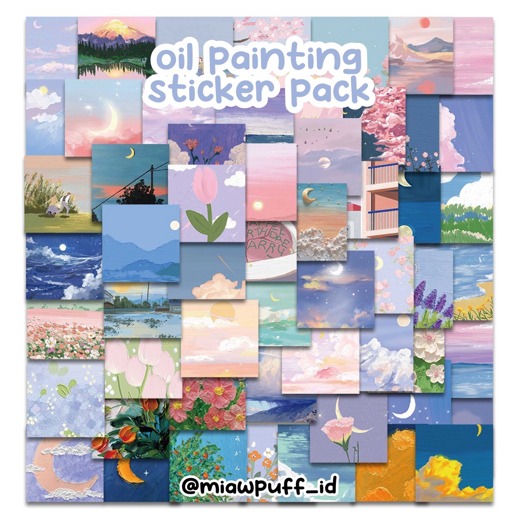 

10 PCS/OIL PAINTING STICKER PACK PREMIUM TEBAL/LUKISAN AESTHETIC/STIKER LUCU AESTHETIC