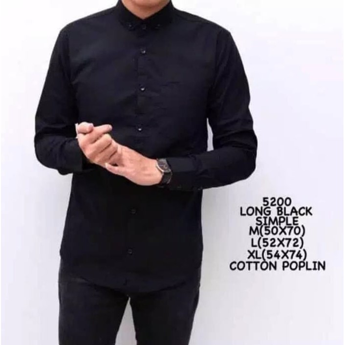 Kemeja Pria Lengan Panjang Cowok Motif Polos Formal Slim Fit Kemeja Kasual Hem Pria Lengan Panjang