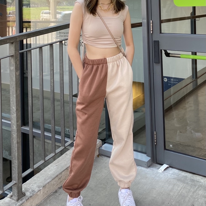 SWEATPANTS TWO TONE / JOGGER PANTS / CELANA JOGGER PANJANG/ ADA KANTONG KIRI KANAN / BAHAN BABYTERRY