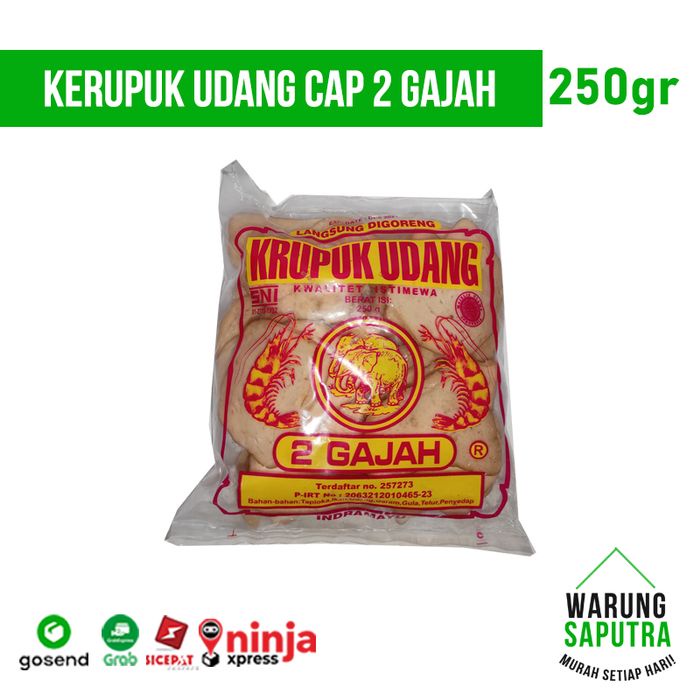 

TERLARIS Krupuk / Kerupuk Udang Gurih Cap 2 Gajah Asli Indramayu 250g