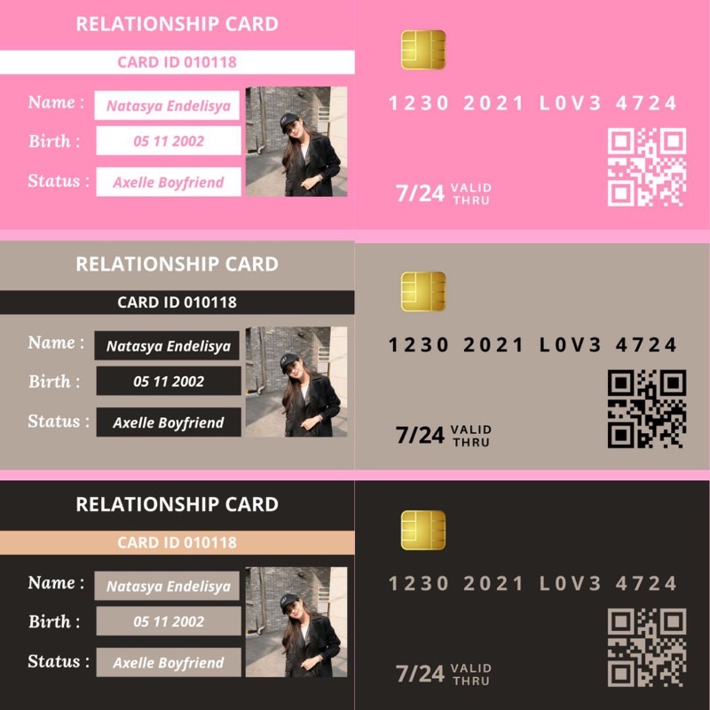 Relationship card/ card custom/card bucin/ card custom/ kartu tanda komitmen/kartu tanda pacaran/