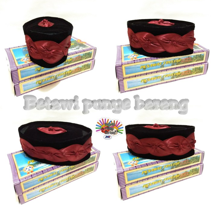 Terbaru Peci Kembang Kol Hitam Motif Kembang Merah