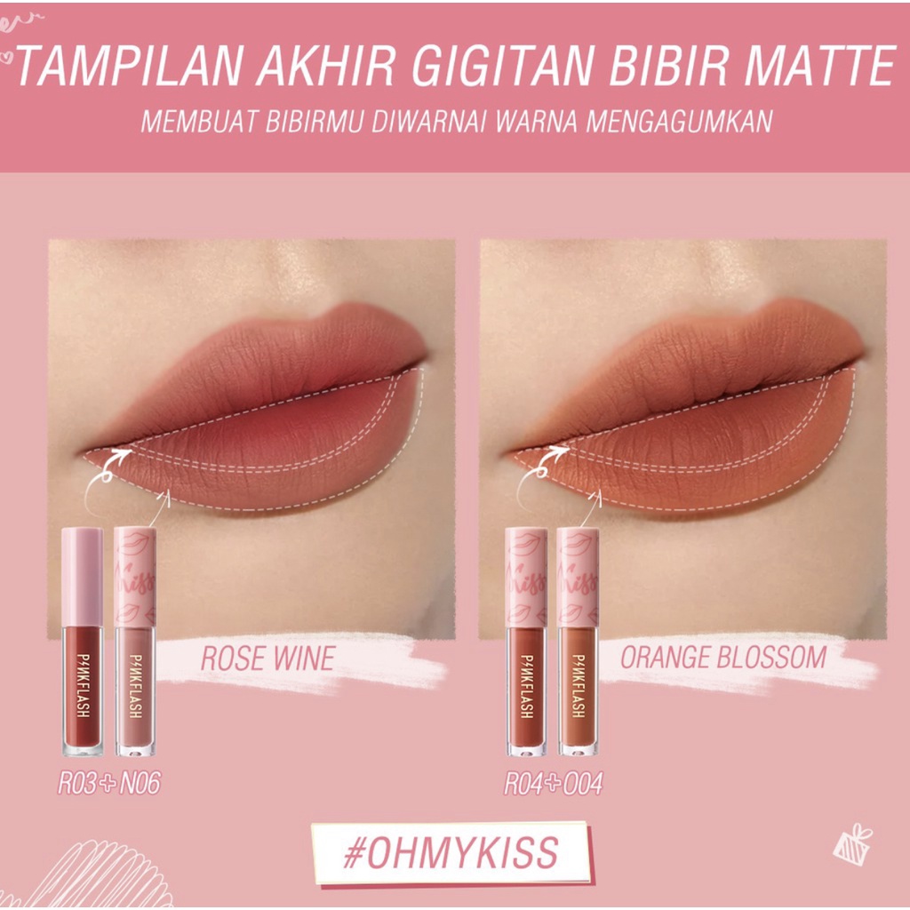 PINKFLASH Lasting Matte Waterproff Soft Lipcream Lembut Lipstick Tahan Lama Long Lasting Lipstik Pink Flash