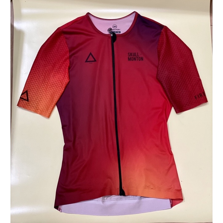 (BARANG BEKAS) Jersey Sepeda Wanita Lengan Pendek MONTON Warna Orange Size L