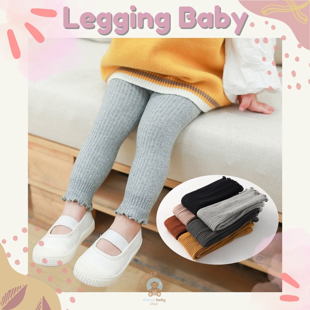 MBSS -  LEGGING CURLY Legging buka kaki bayi / anak import motif truffle warna polos