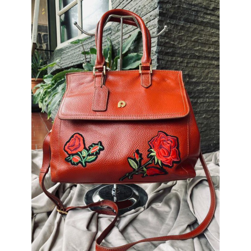 Papillon bag merah bata original authentic leather preloved