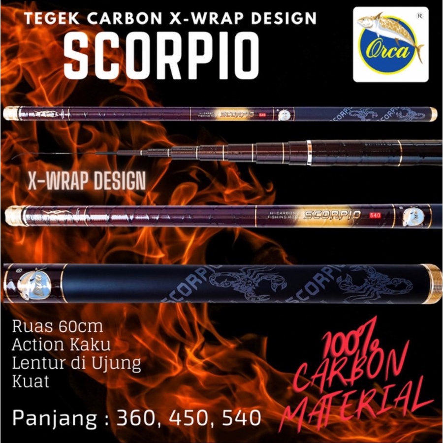 JORAN PANCING / TEGEK ORCA SCORPIO ORIGINAL 100 % BAHAN CARBON SPEC KAKU DAN RINGAN
