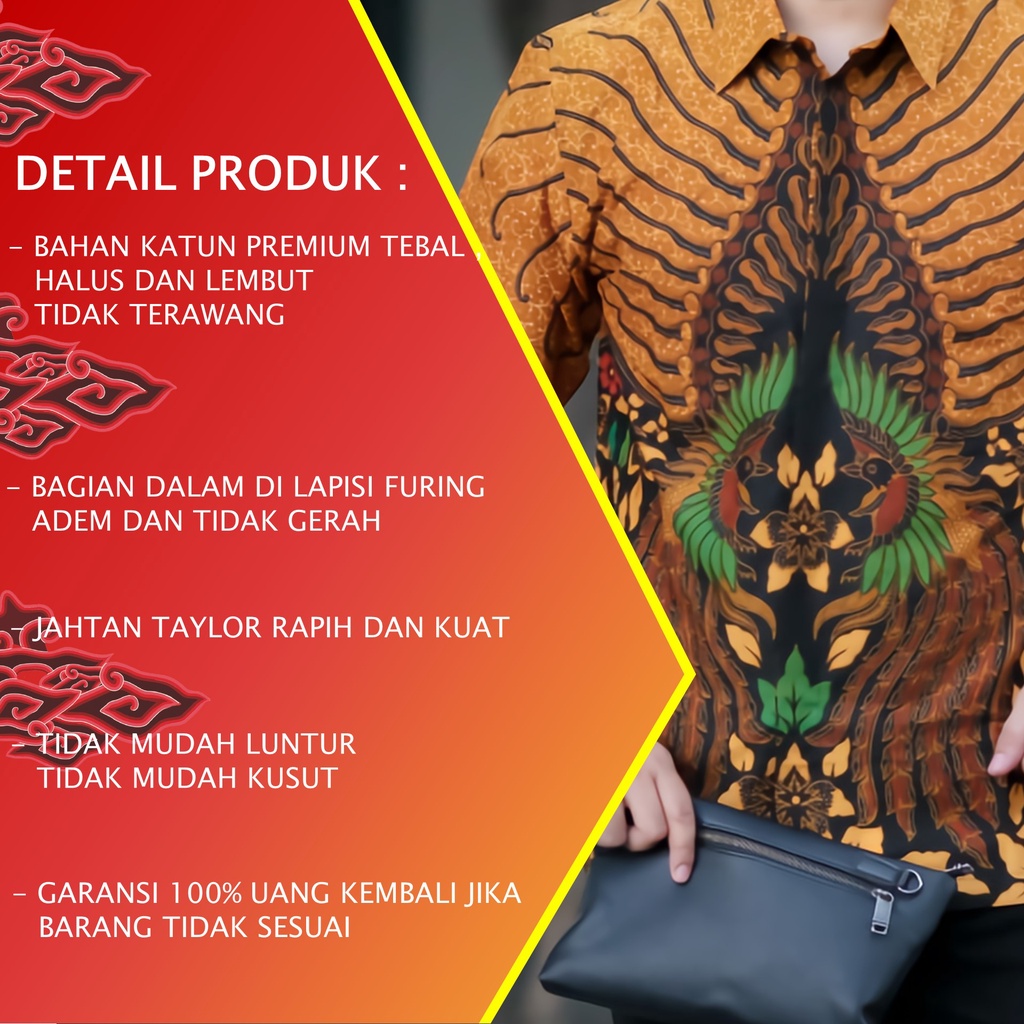 BAJU BATIK COWOK MODERN LENGAN PENDEK PREMIUM BAJU BATIK PRIA ORIGINAL PRODUKSI BATIK ALUNA PD 003