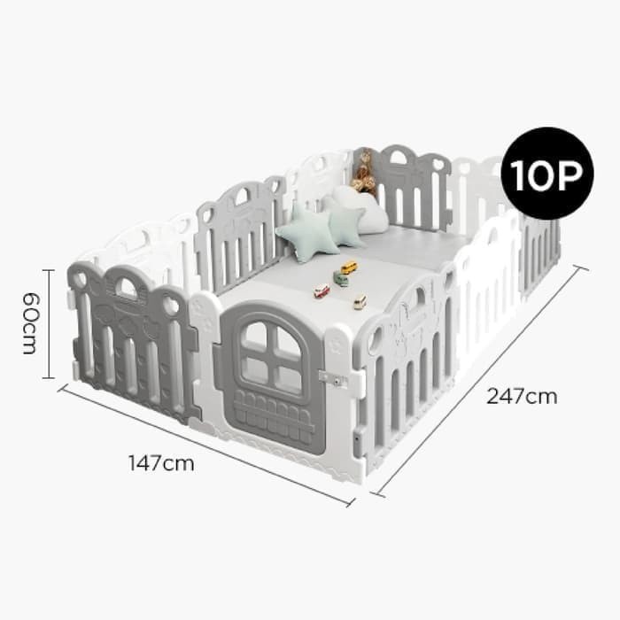 Alzipmat Baby Room Fence 10P Pagar Bayi Anak - GREY