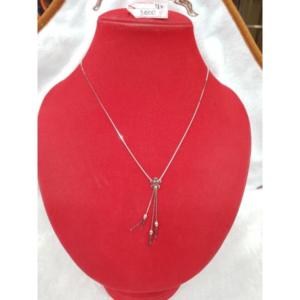 KL458JM68JM kalung italy square liontin bunga kuncir emas putih white gold fashion wanita berat 3.80