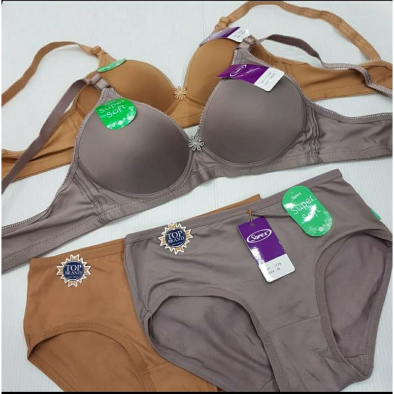 Bra Bh Set Super Soft Polos Sorex Tanpa kawat ( Bra &amp; CD) 34 - 40