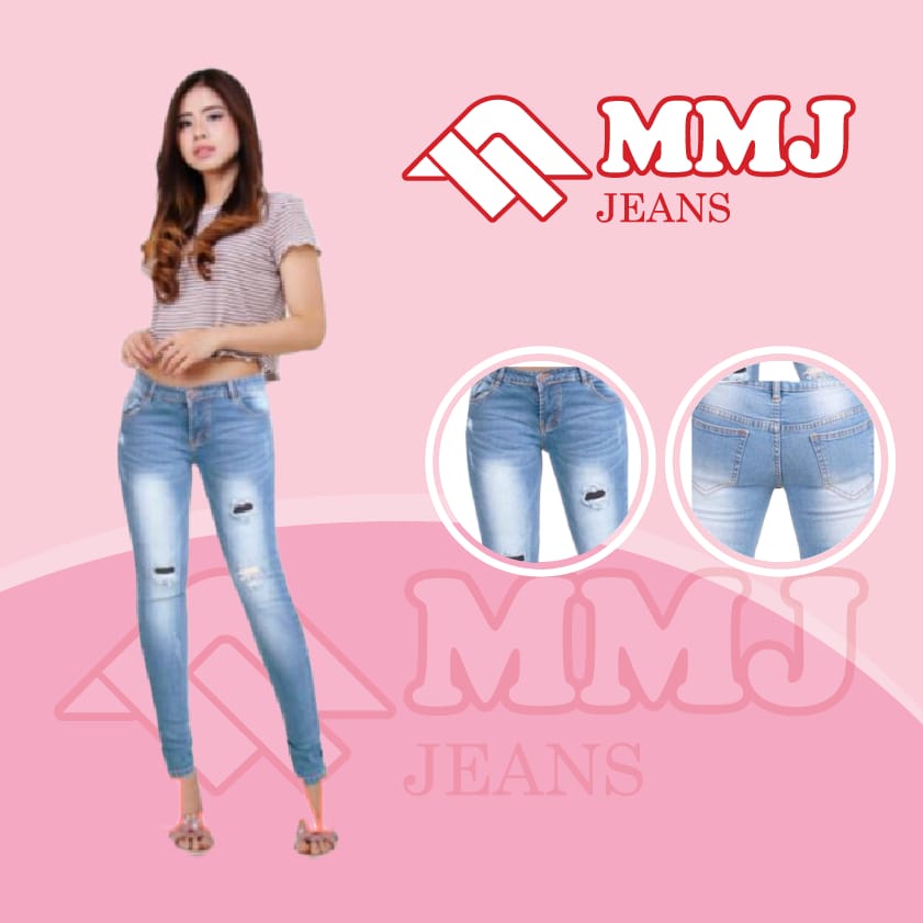 Celana Ripped Jeans Jumbo Bigsize Wanita Skinny Sobek Furing Denim