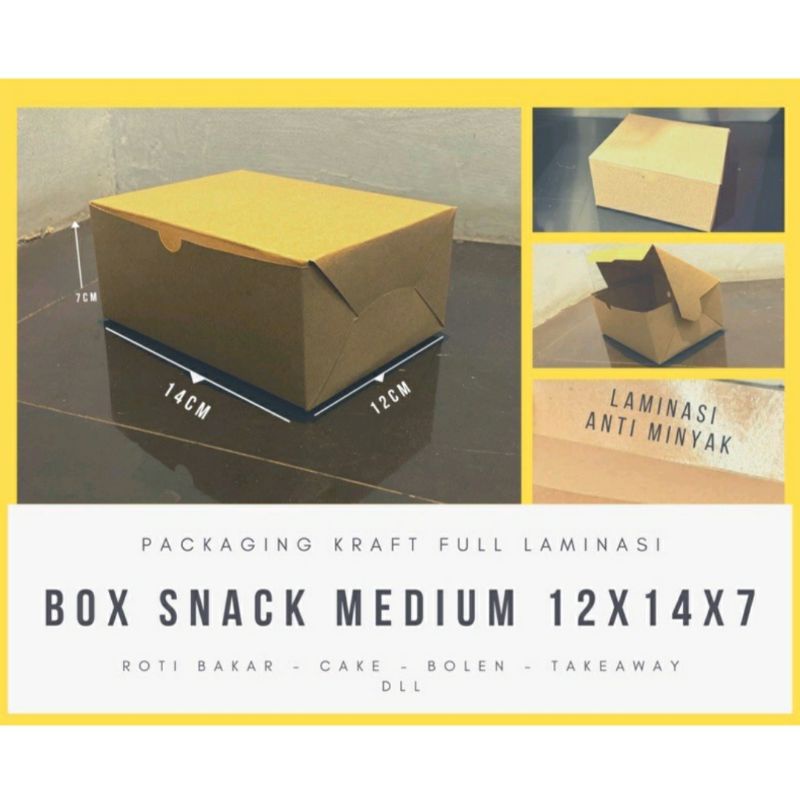 

(10PCS) DUS SNACKBOX MEDIUM 12X14 BOX SNACK KRAFT LAMINASI