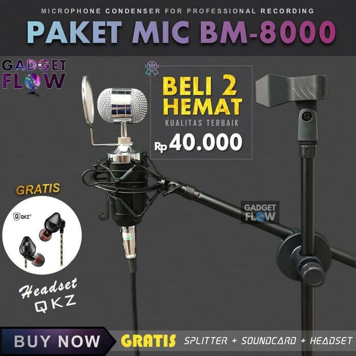 al137 PAKET MIC BM 8000 STAND Microphone BM8000 Youtube Gaming DISCORD