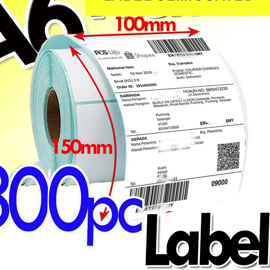 

Update! LABEL STICKER SEMICOATED BARE 100x150mm 10x15cm 300Pcs Core 1 inch SIZE A6 ALAMAT