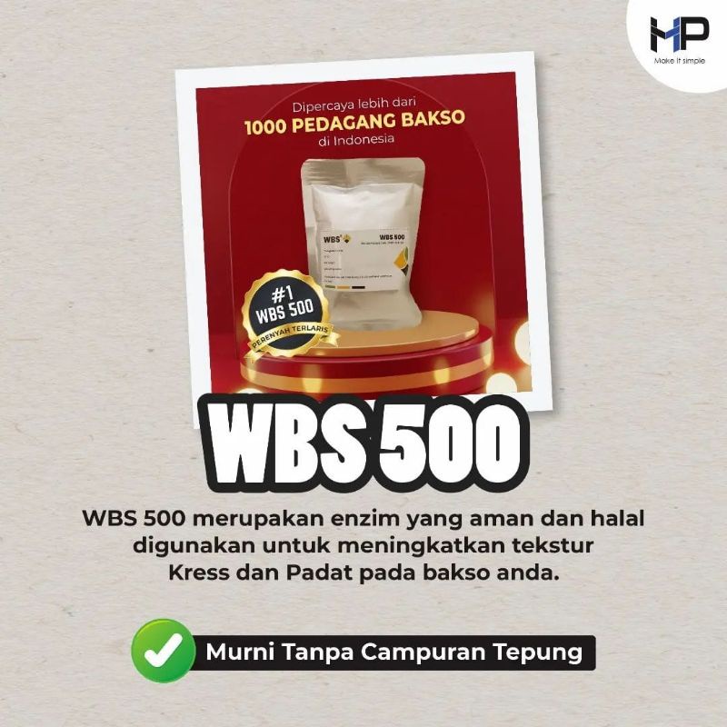 

100 Gram - Enzim WBS 500 - Perenyah - untuk kress bakso / sosis / nugget