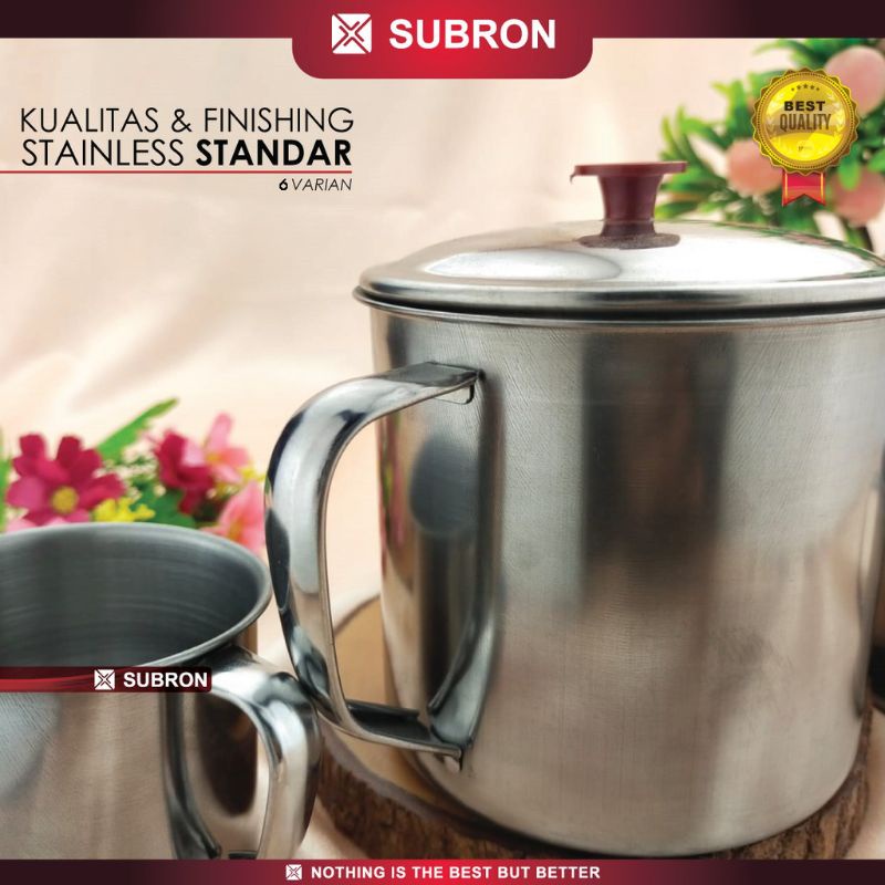 SUBRON MUG STAINLESS 10 CM PLUS TUTUP TERMURAH CANGKIR STAINLESS 10 CM TERMURAH CANGKIR KOPI ES TEH MANIS