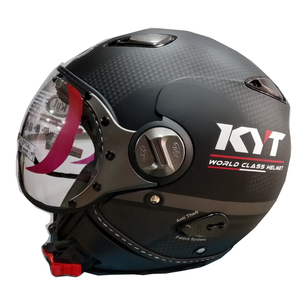 HELM RETRO KYT ELSICO SERI 3 BLACK DOFF KACA PILOT ORIGINAL KYT