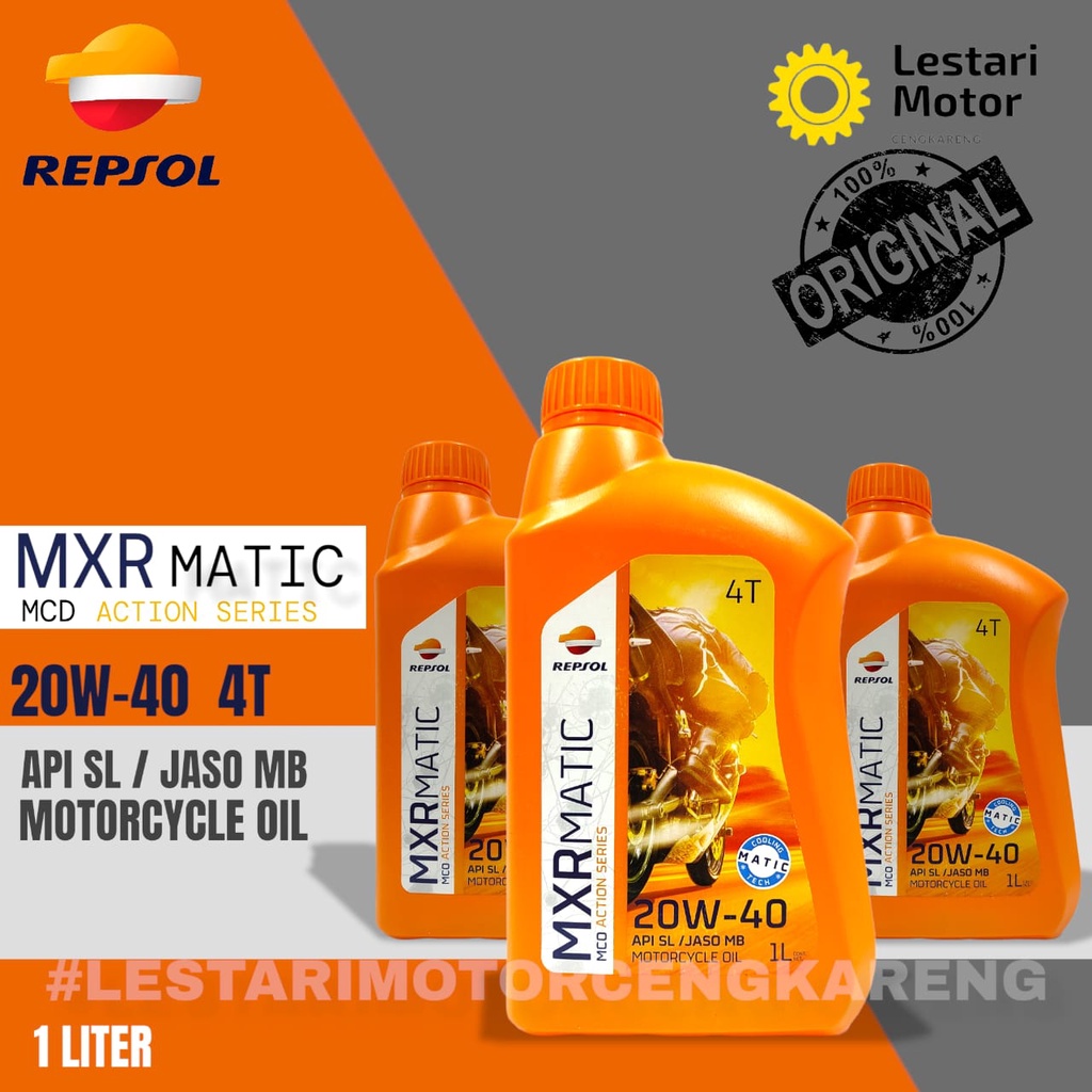 OLI REPSOL MATIC MXR 20W40 1000ML MOTOR MATIK DENGAN COOLING TEKNOLOGI