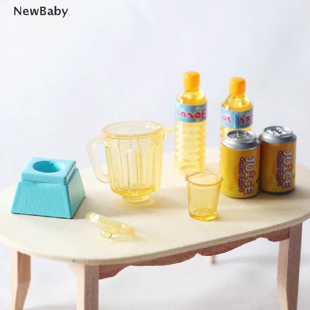 Newbaby 6Pcs / Set Mainan Miniatur Minuman Jus Skala 1: 12 Untuk Aksesoris Dapur Rumah Boneka