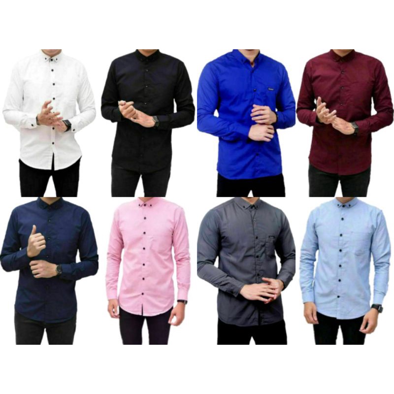 Kemeja Polos pria Katun Kerja Kantor Formal Lengan Panjang Pria Polos Raffi Best Seller