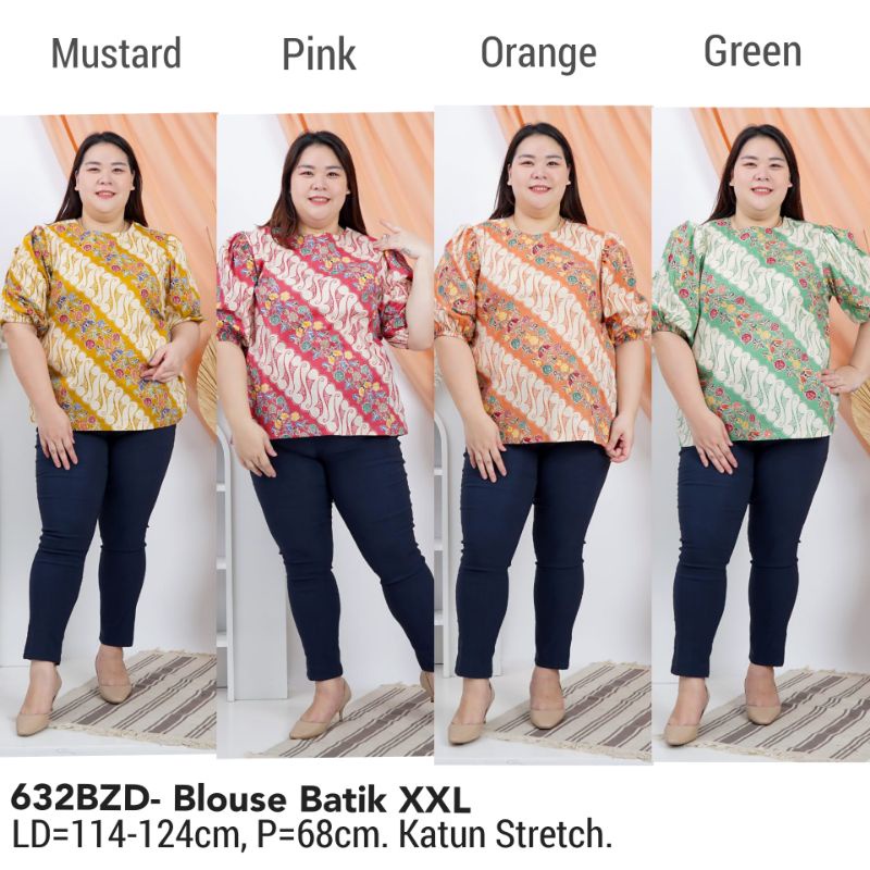 BIGSIZE BLOUSE XXL ATASAN JUMBO BATIK MODERN KERJA KANTOR 632 BAJU CEWEK FASHION WANITA MURAH