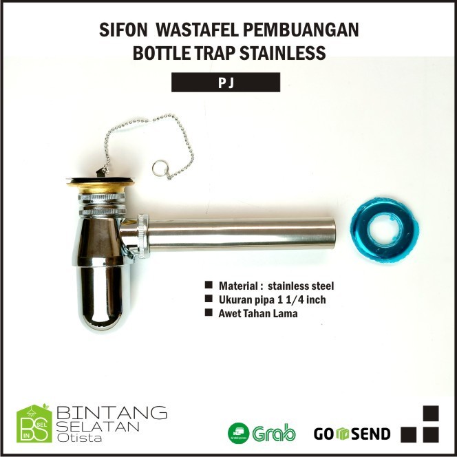 SIFON SHIPON WASTAFEL PEMBUANGAN BOTTLE TRAP STAINLESS