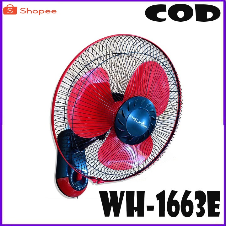 Welhome WH-1663E Wall Fan 16 inch Kipas Angin Dinding 3 Baling-baling BERGARANSI RESMI 1 TAHUN MANTAP