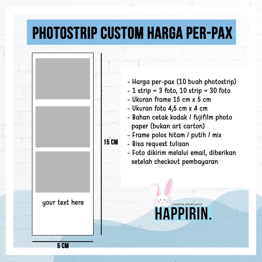 [Baca Deskripsi] CETAK FOTO PHOTOSTRIP PER PAX - KODAK FUJI FILM PHOTO PAPER - CUSTOM - HAPPIRIN