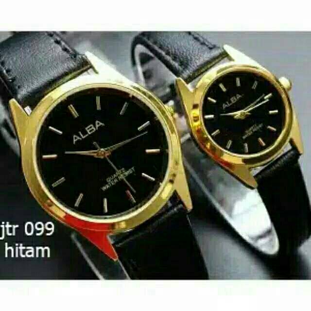 TOP JAM TANGAN COUPLE ALBA STRAP KULIT Ring Gold HARGA 1 PCS