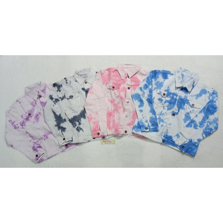 CROPTY JAKET JEANS TIEDYE WANITA // TIEDYE JAKET JEANS // JAKET JEANS WANITA TIE DYE .-4