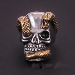 Jual Skullring Titanium Grosir Cincin Tengkorak Snake Bender Gold Ring Diskon