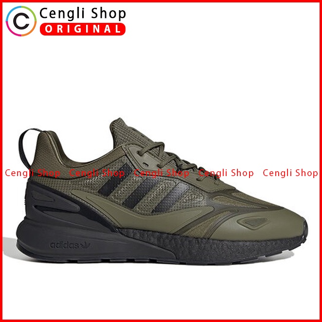 SEPATU ADIDAS PRIA ORIGINAL SNEAKER CASUAL ZX 2K BOOST 2.0 GREEN