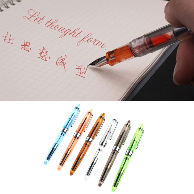 Mary JINHAO 992transparan Fountain Pen 0.5mm Perlengkapan Alat Tulis Alat Tulis Hadiah